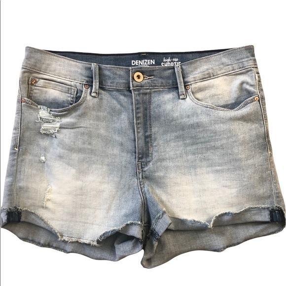 Levi’s Denizen High Rise Shortie Short 17JR Distressed Denim Stretch Summer - Picture 1 of 4